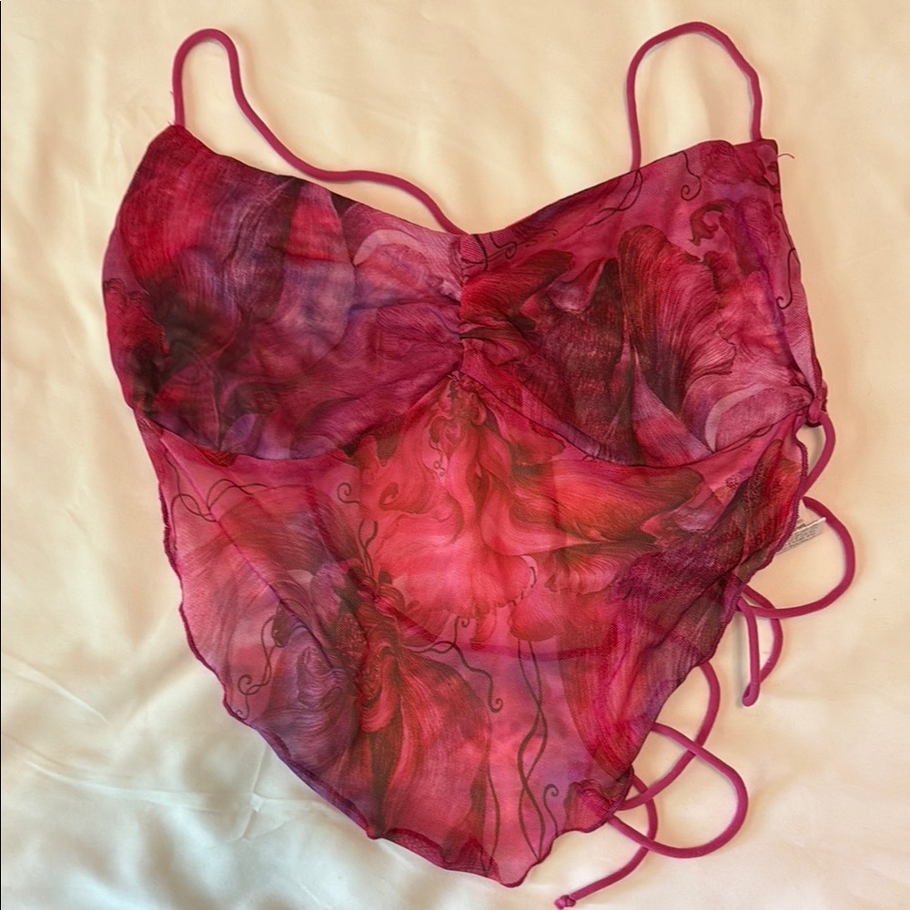 Pink and Red Floral Sheer Camisole